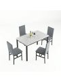 Dining Table Set for 4,5 Piece Dining Table Set with Faux Marble Tabletop Dining Table and 4 Dining Chairs, Modern Dining Table Set for Kitchen Dining Room Living Room
