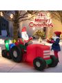 Gymax 9FT Long Inflatable Christmas Decor Santa Claus Driving Truck w/ LED Lights