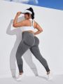 Street Sport Plus Size Contrast Paneled High-Waisted Sports Leggings