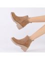 Chelsea Boots for Women Wedges Ankle Boots Platform Lug Sole Boots Slip on Elastic Fall Boots Chunky Block Booties