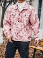 Extended Sizes Men's Plus Size Full Floral Lining Shirt Style Woolen Coat