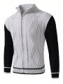 Men's Color Block Zipper Cardigan