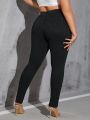 SHEIN SXY Plus Size High Waisted Skinny Jeans With Slit Hem