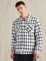 Men Plaid Flap Pocket Shacket