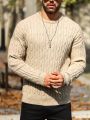 Manfinity Homme Men's Solid Color Twisted Flower Knitted Sweater