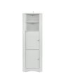 Tall Bathroom Corner Cabinet, Freestanding Storage Cabinet with Doors and Adjustable Shelves, MDF Board, Black