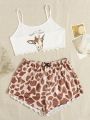 Giraffe & Slogan Graphic PJ Set
