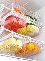SHEIN Basic living 1Pc Fridge Drawer Organizer,Refrigerator Organizer Bins,Under Shelf Storage Drawer,Fridge Storage Box Shelf Holder,Pull Out With Handle,Clear Container For Food,Drinks,Fit for Fridge Shelf Under 0.6,Kitchen Storage Supplies,