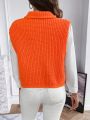 SHEIN LUNE 1pc Turtleneck Cable Knit Sweater Vest