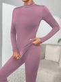 Solid Mock Neck Thermal Underwear Top
