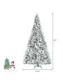 Costway 8ft Snow Flocked Hinged Christmas Tree w/ Berries & Poinsettia Flowers