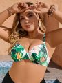 SHEIN Swim Classy Plus Size Tropical Plant Print Bikini Top