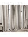 NICETOWN 2 Panels Faux Linen Curtains 96 inches Long, Pinch Pleated Curtains Room Darkening Window Drapes Thermal Insulated Light/Noise Blocking for Living Room/Bedroom, Angora, W50 x L96