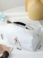 Letter Graphic Square Makeup Bag