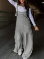 Plus Size Women's Dungarees Jumpsuit With Double Pockets