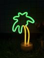 1pc Coconut Tree Neon Light With Stand, Powered By Battery/usb For Festival Party Decoration