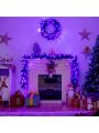 Costway 9ft Pre-lit Christmas Halloween Garland Black w/ 50 Purple LED Lights