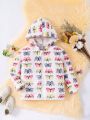 Young Girl Butterfly Print Hooded Coat