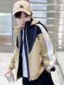 Tween Boy Colorblock Zip Up Hooded Coat