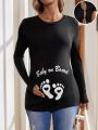 SHEIN Maternity Footprint Nursing T-shirt