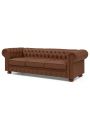 Leather Couches for Living Room, 3 Seater Classic Chesterfield Sofa Couch with Button Tufted Back and Roll Arms, 88.5-Inch Faux Leather Sofa with Nailhead Trim and Solid Wood Legs