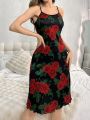 Ladies' Floral Printed Spaghetti Strap Nightgown