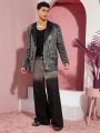 Manfinity Unisex 1pc Men's Loose-Fit Blazer With Glitter Splice Design