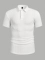 Manfinity Homme Men's Solid Color Knitted Casual Short Sleeve Polo Shirt