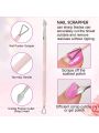 Makartt Cuticle Trimmer with Cuticle Pusher, 3 PCS Pink Nail Cuticle Nipper Professional Pedicure Manicure Tools with Stainless Steel Dual End Pusher, Nail Scraper