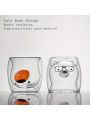 2pcs 260ml/8.79oz Cute Creative Bear Double-layered Glass Coffee Milk Tea Whiskey Soda Juice Cup, Birthday Gift, Heat Resistant